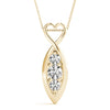 14kt Gold Diamond Necklace with Three Stone and Heart - Dia.25ct