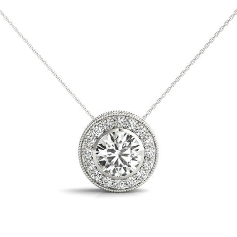14kt Gold Diamond Halo Pendant - Dia.65ct