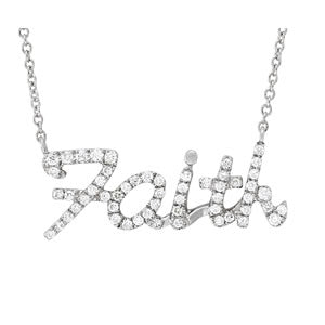 14kt White Gold 'Faith' Necklace with Diamonds - Dia.28ct