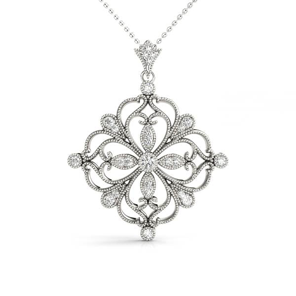 14kt Gold Vintage Style Diamond Necklace - Dia.33ct