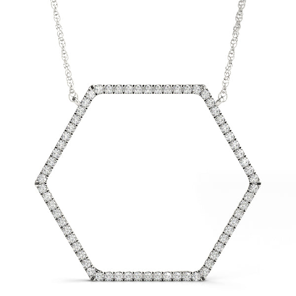14kt Gold Hexagon Shape Diamond Pendant - Dia.33ct
