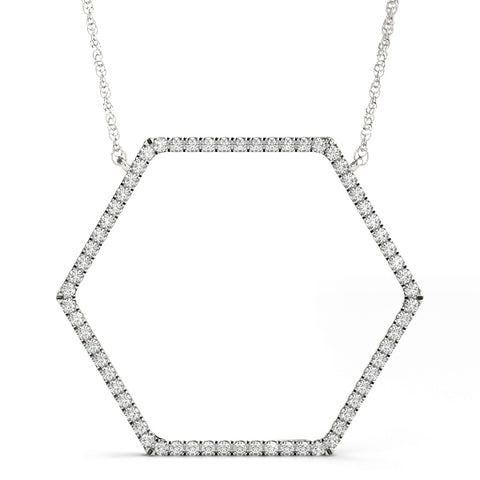 14kt Gold Hexagon Shape Diamond Pendant - Dia.33ct