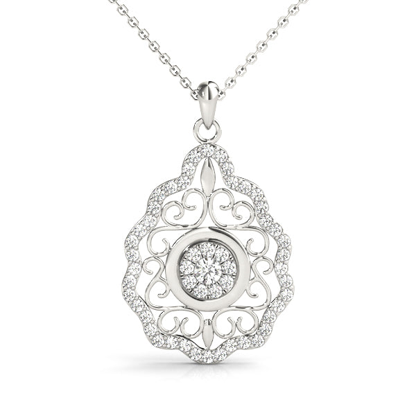 14kt White Gold Vintage Style Diamond Necklace - Dia.28ct