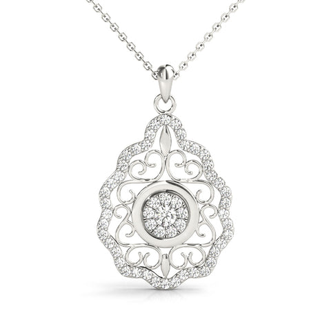 14kt White Gold Vintage Style Diamond Necklace - Dia.28ct