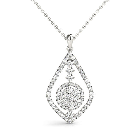 14kt Gold Diamond Necklace with Cluster - Dia. 65ct