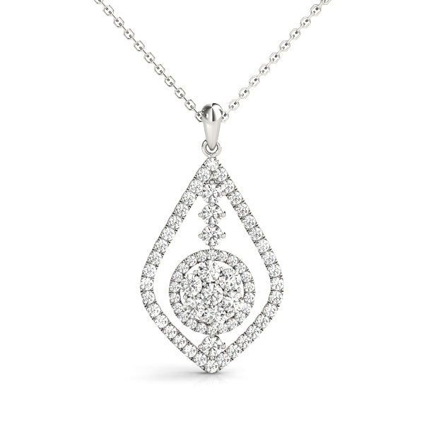 14kt Gold Diamond Necklace with Cluster - Dia. 65ct