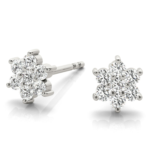 14kt Gold Diamond Cluster Earrings - D.20ct