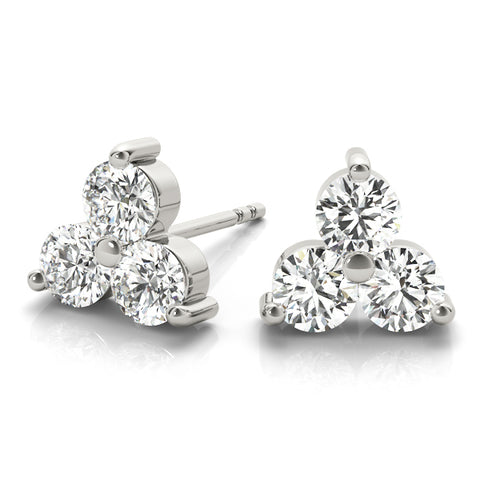 14kt Gold Three Stone Diamond Earrnigs - D.50ct