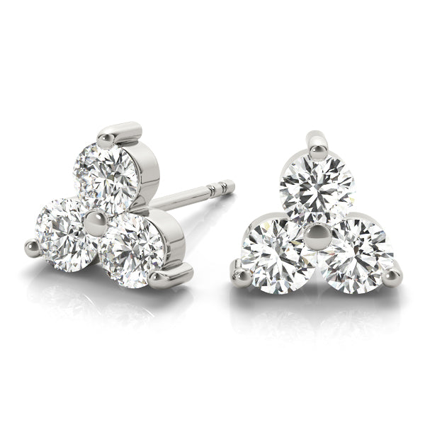 14kt Gold Three Stone Diamond Earrings - 1ct.