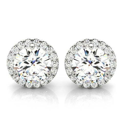 14kt Gold 'Halo' Diamond Earrings - D.62ct