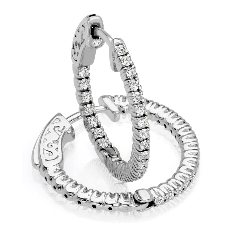 14kt Gold In/Out Diamond Hoop Earrings - .50ct - 20mm