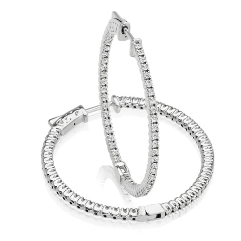 14kt Gold In/Out Diamond Hoop Earrings - 1ct -35mm (CALL FOR PRICING AND AVAILABILITY)