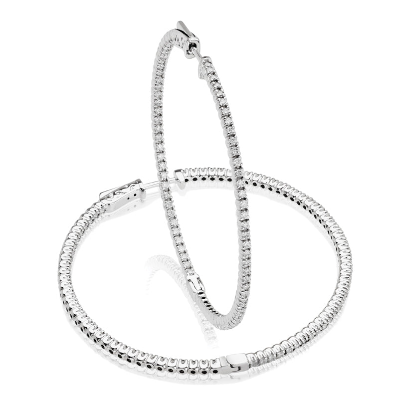14kt Gold Diamond Hoop Earrings - 1.50ct - 50mm