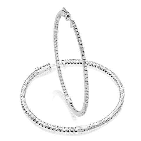 14kt Gold Diamond Hoop Earrings - 1.50ct - 50mm