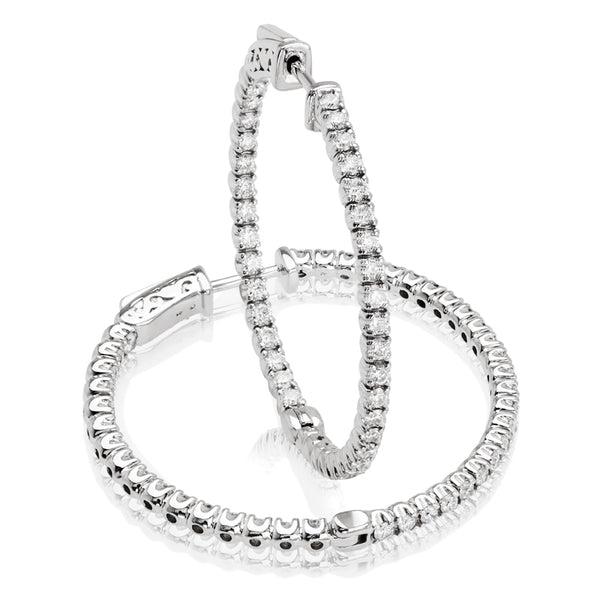 14kt Gold In/Out Diamond Hoop Earrings -1.60ct.-35mm (CALL FOR PRICING AND AVAILABILITY)