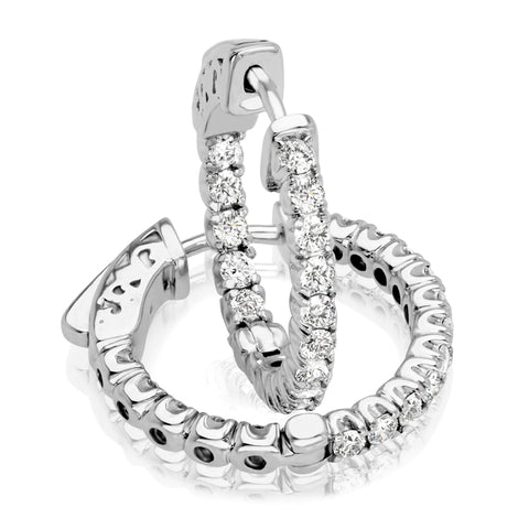 14kt Gold Diamond Hoop Earrings - 1ct - 20mm