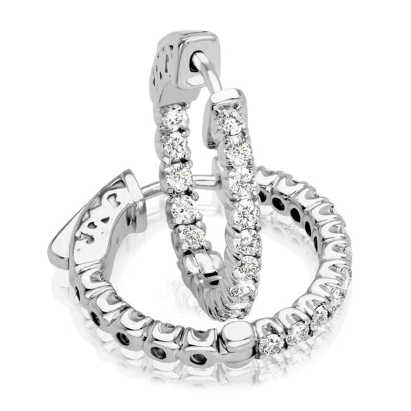 14kt Gold Diamond Hoop Earrings - 1ct - 20mm