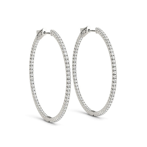 14kt Gold Diamond Hoop Earrings-40mm-1.25ct