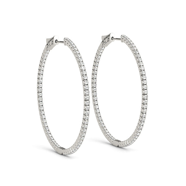 14kt Gold Diamond Hoop Earrings-40mm-1.25ct