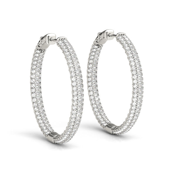 14kt  Gold Diamond Hoop Earrings - 16mm - 1ct.