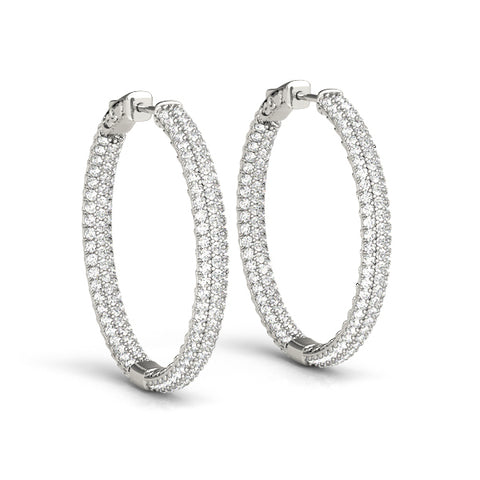 14kt  Gold Diamond Hoop Earrings - 16mm - 1ct.
