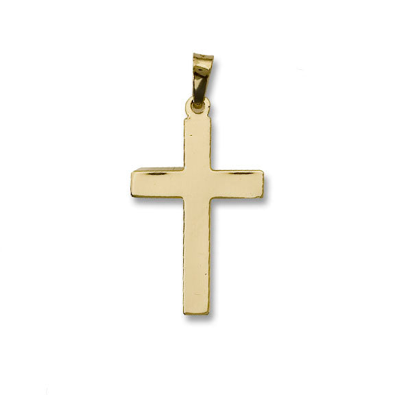 14kt Gold Cross - Plain High Polished - 1 1/2 Inch