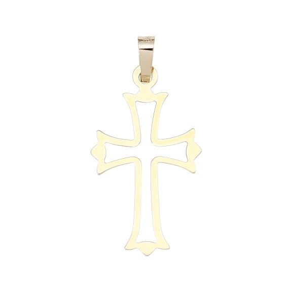14kt Yellow Gold Cross - High Pollish - 5/8" x 7/8"