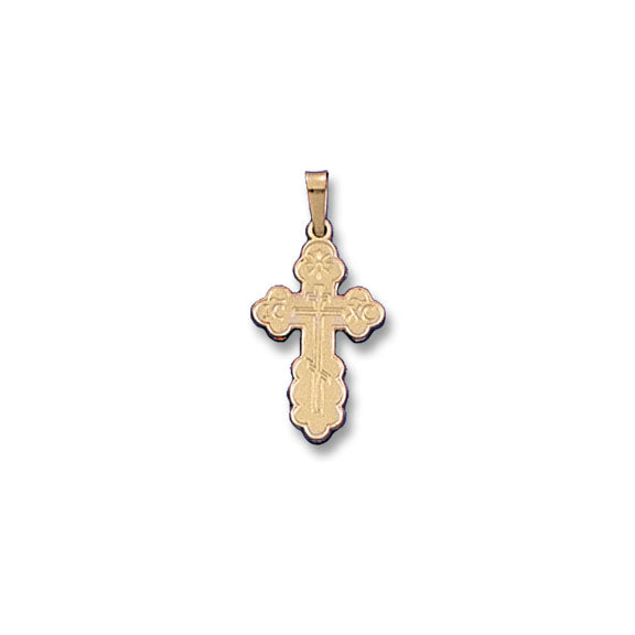 14kt Yellow Gold Cross - Orthodox -Solid - 1" x 1/2"
