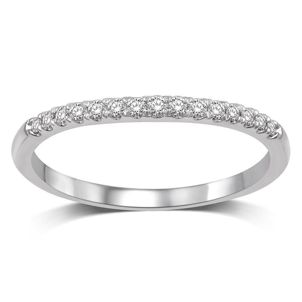 14K White Gold Diamond 1/8 Ct.Tw. Men's Machine Band