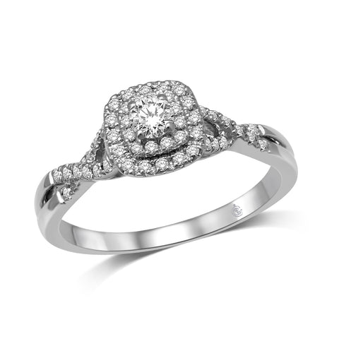 14K White Gold 1/3 Ctw Diamond Twisted Shank Engagement Ring