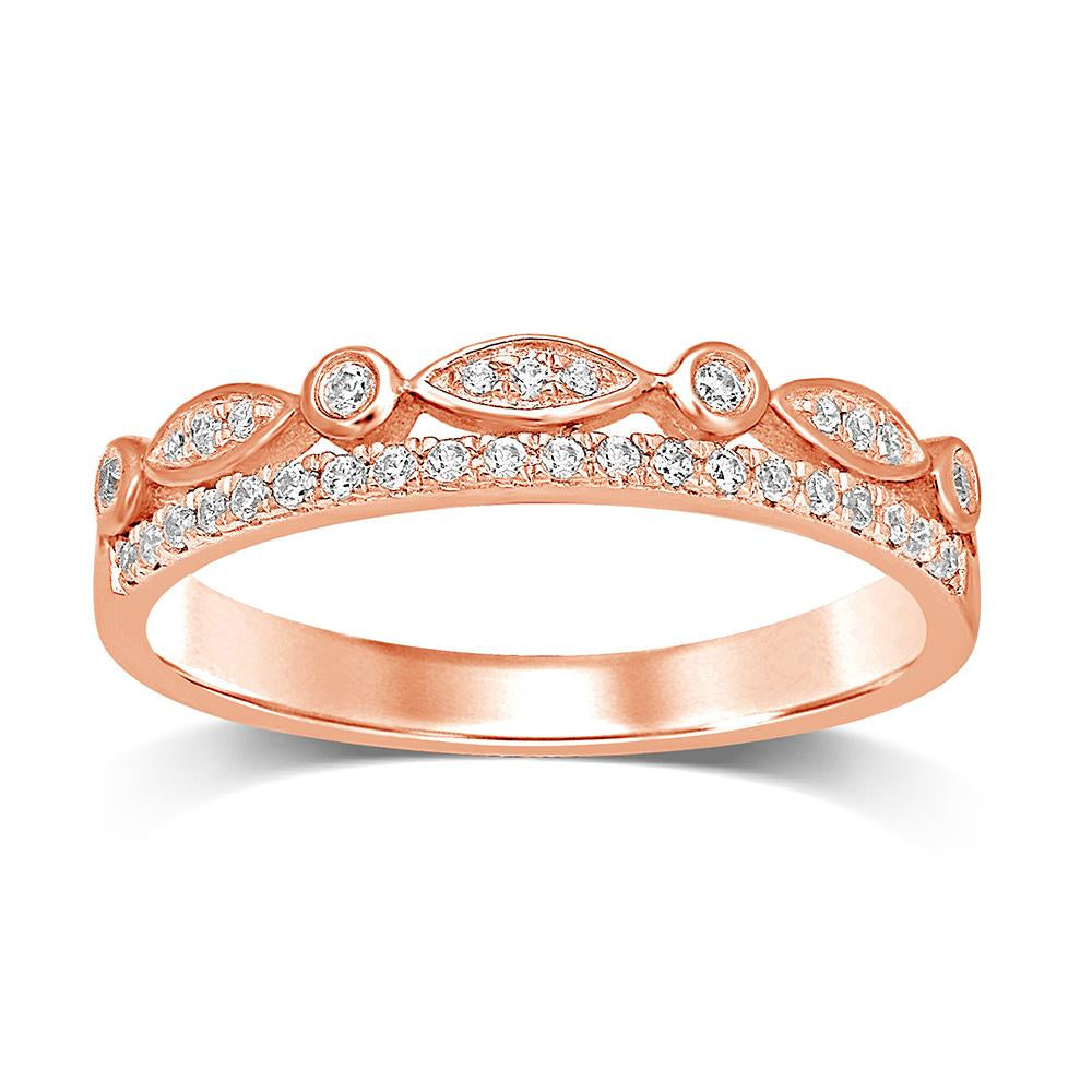 14K Rose Gold 1/6 Ct.Tw.Diamond Stackable Band