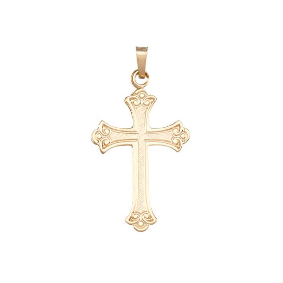 14kt Yellow Gold Cross - Solid - 1 1/4 x 5/8 Inch