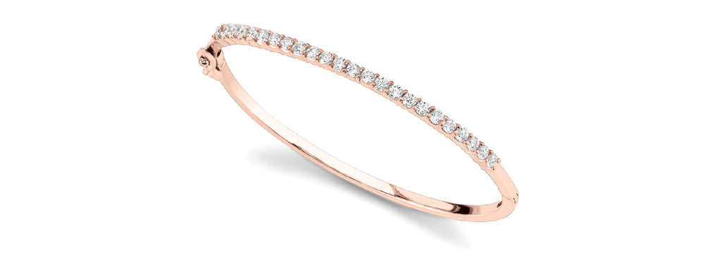 14kt Rose Gold Diamond Bangle Bracelet - Dia. 1ct