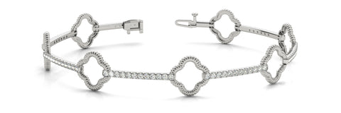 14kt Gold Diamond Bracelet with Clovers - Dia. 1ct