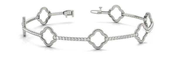 14kt Gold Diamond Bracelet with Clovers - Dia. 1ct