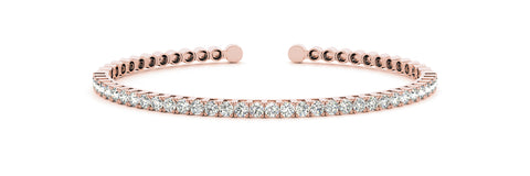 14kt Rose Gold Diamond Cuff Bangle Bracelet - Dia.1ct