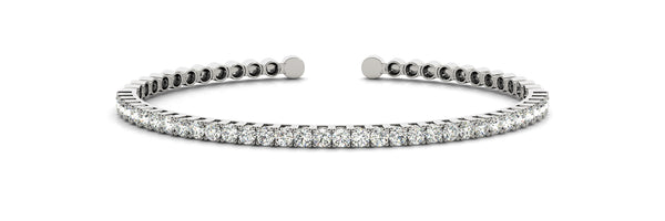 14kt White Gold Diamond Cuff Bangle Bracelet - Dia.1ct