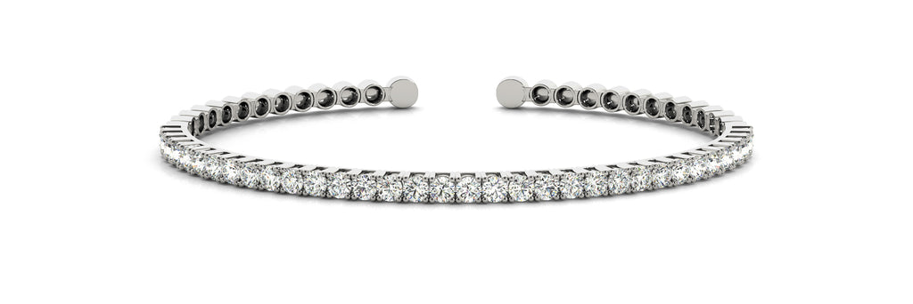 14kt White Gold Diamond Cuff Bangle Bracelet - Dia. 2ct