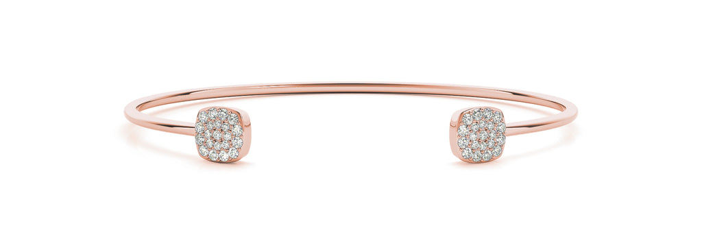 14kt Rose Gold Open Cuff Stackable Diamond Bangle Bracelet - Dia .35ct