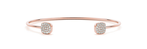 14kt Rose Gold Open Cuff Stackable Diamond Bangle Bracelet - Dia .35ct