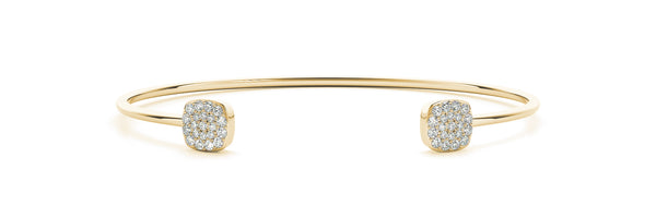 14kt Yellow Gold Open Cuff Stackable Diamond Bangle Bracelet - Dia .35ct
