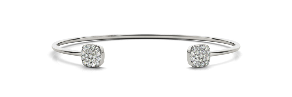 14kt White Gold Open Cuff Stackable Diamond Bangle Bracelet - Dia .35ct