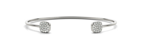 14kt White Gold Open Cuff Stackable Diamond Bangle Bracelet - Dia .35ct