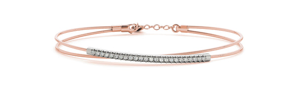 14kt Rose Gold Flexible Diamond Bangle Bracelet - Dia.17ct