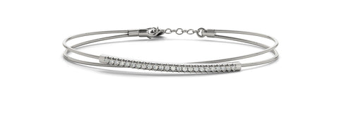 14kt White Gold Flexible Diamond Bangle Bracelet - Dia.17ct