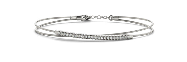 14kt White Gold Flexible Diamond Bangle Bracelet - Dia.17ct