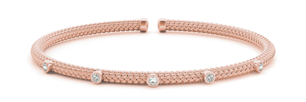 14kt Rose Gold Diamond Cuff Bangle Bracelet - Dia.10ct