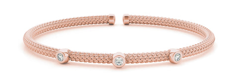 14kt Rose Gold Diamond Cuff Bangle Bracelet - Dia.06ct