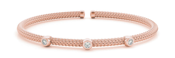 14kt Rose Gold Diamond Cuff Bangle Bracelet - Dia.06ct