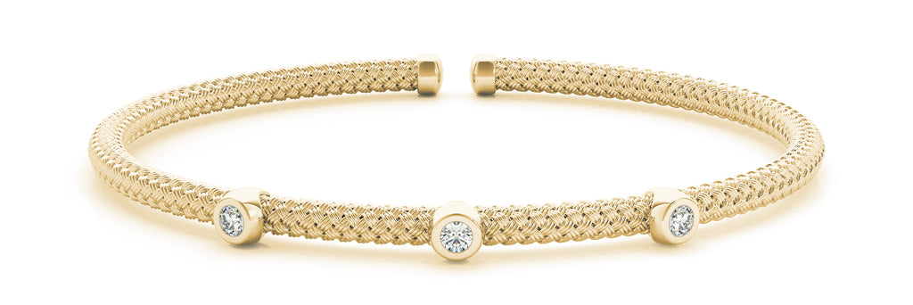 14kt Yellow Gold Diamond Cuff Bangle Bracelet - Dia.06ct